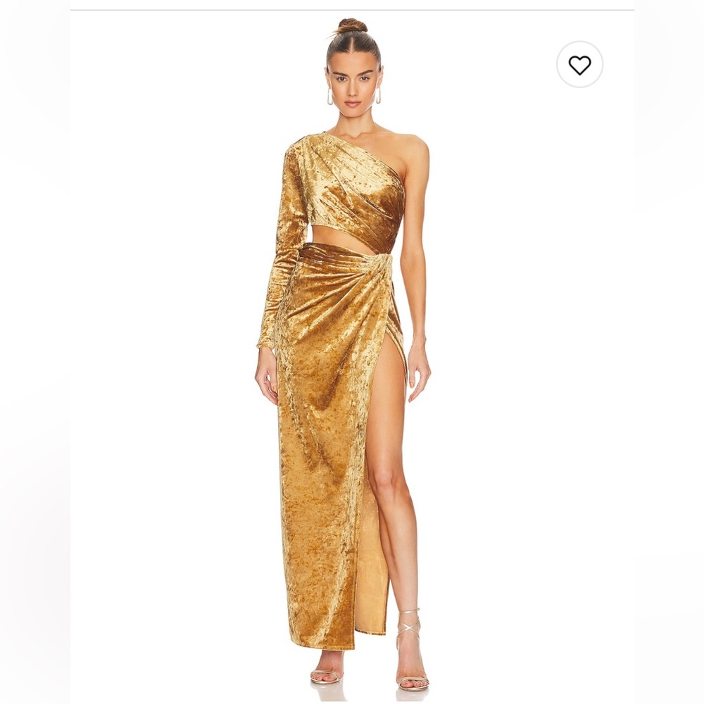 Ronny Kobo Gold One Shoulder Dress